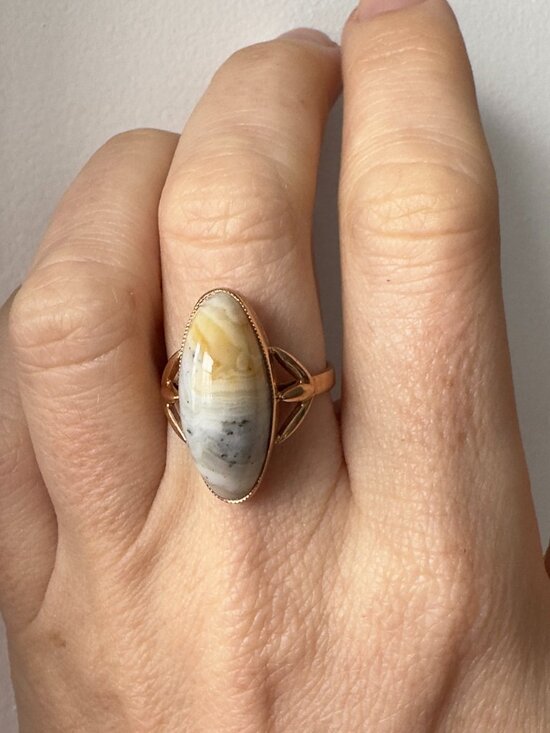 Agate Ring in 14k gold, size 8 - Picture 3 of 6